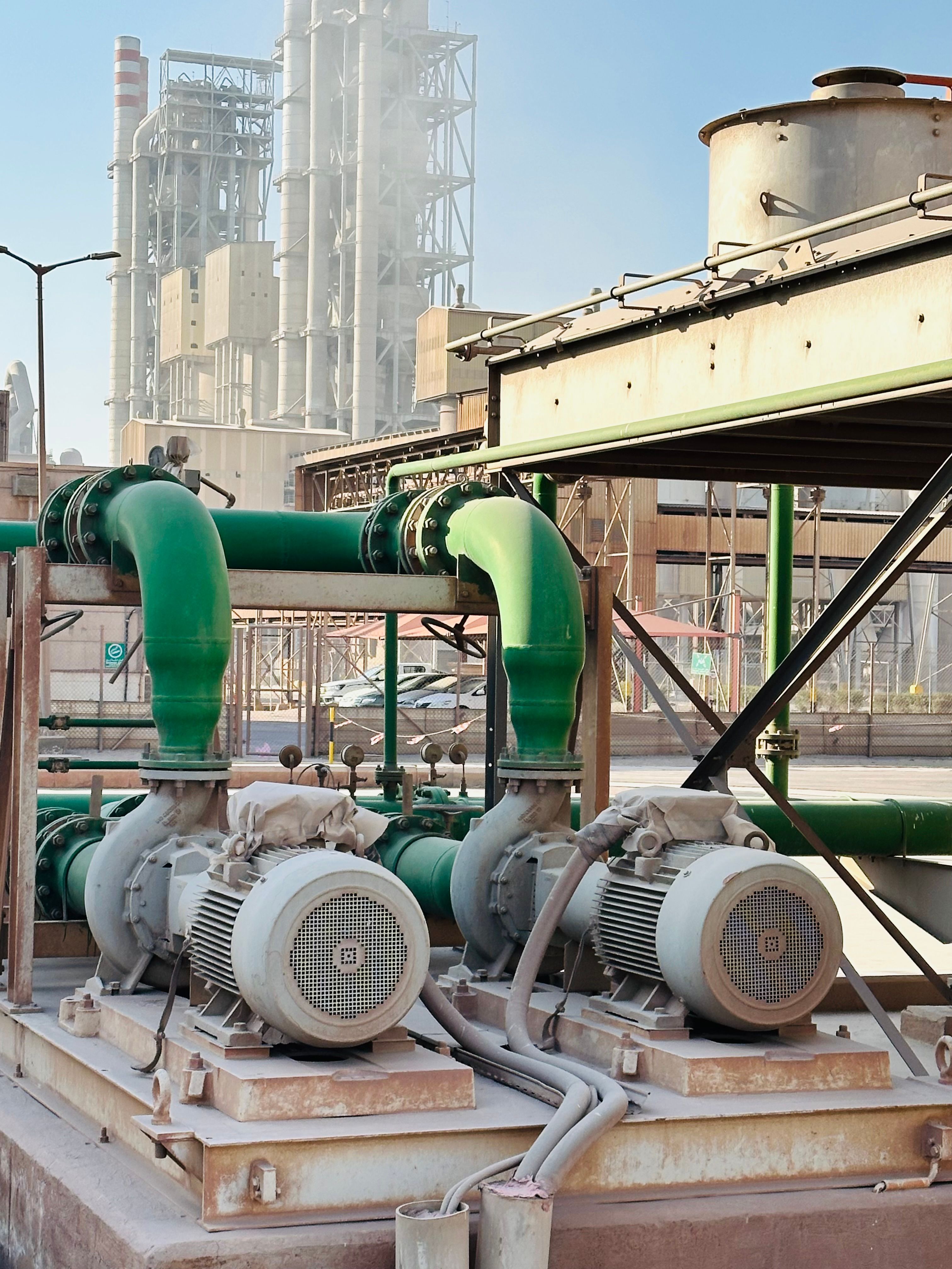 End-suction industrial process pump in a factory setting.
